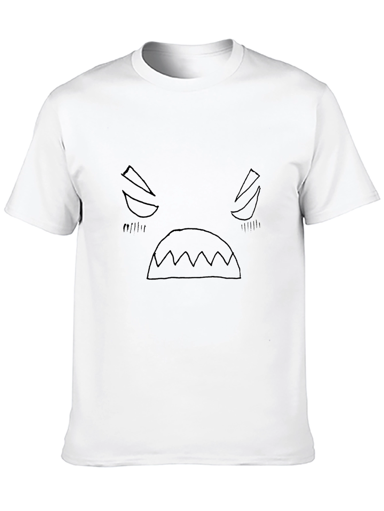 Camiseta Negra con Estampado de Cara enojada