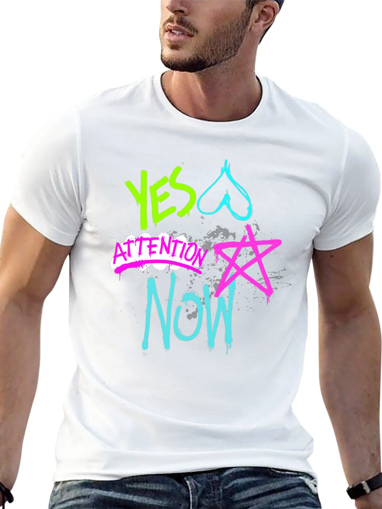 Camiseta Hombre Diseño Graffiti Neón