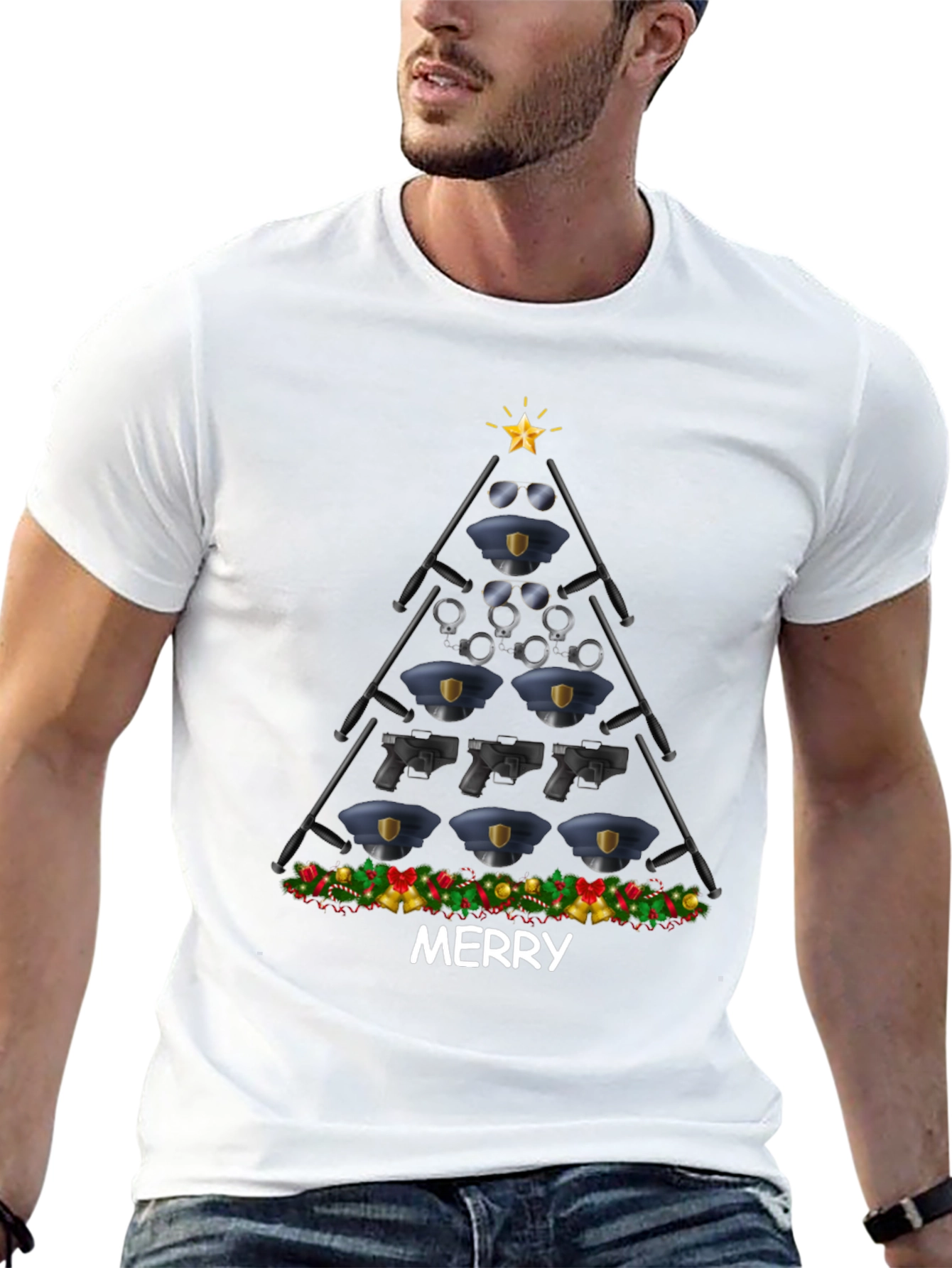 Camiseta Navideña Policial - Feliz Navidad