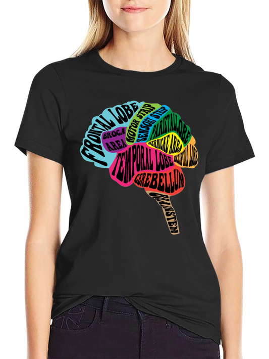 Camiseta Negra Cerebro Anatómico Neuronas Psicología