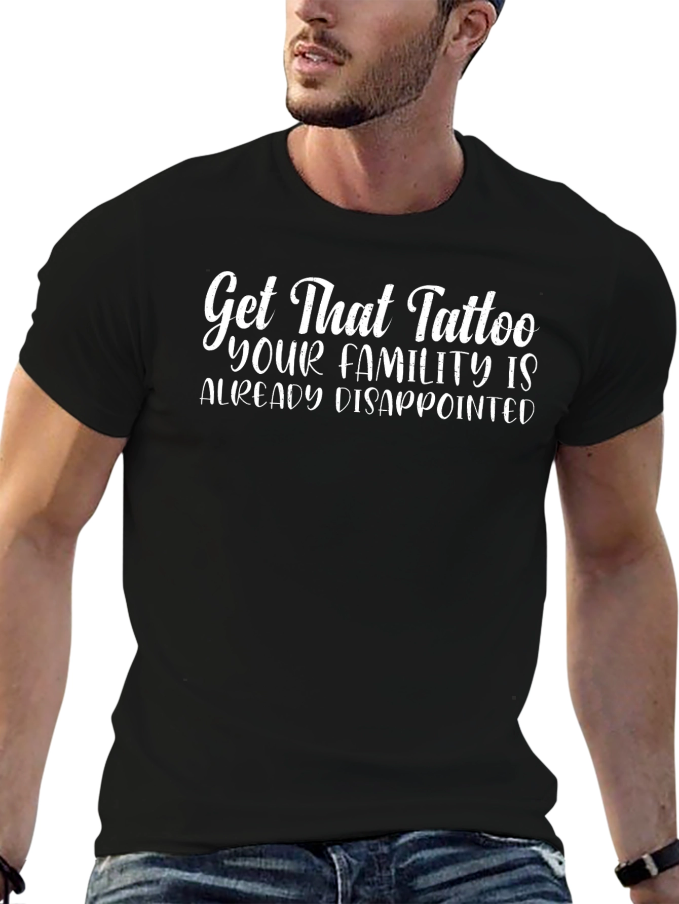Camiseta Negra con Frase Divertida de Tatuajes