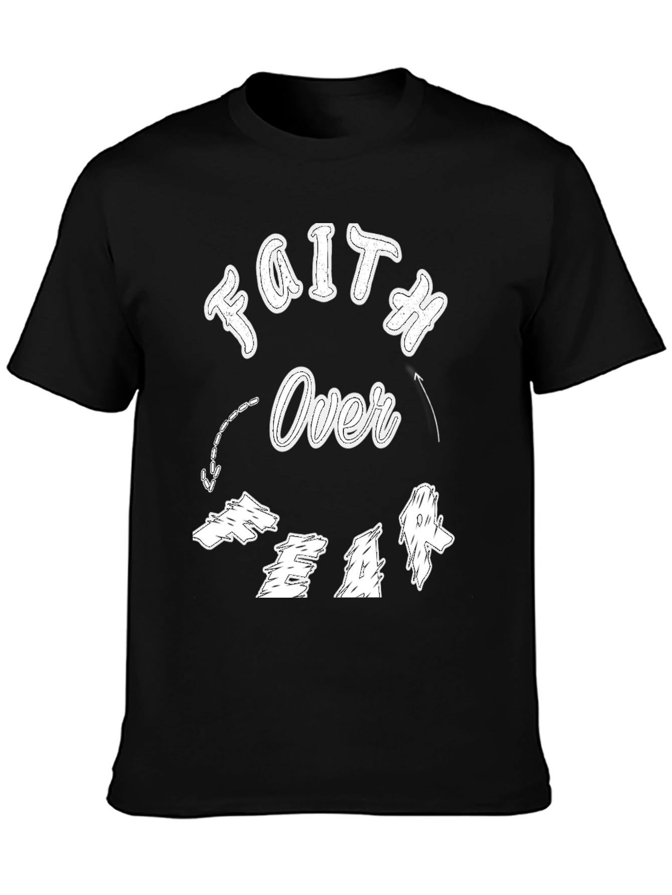 Camiseta Negra: Fe Sobre Miedo - Diseño Gráfico