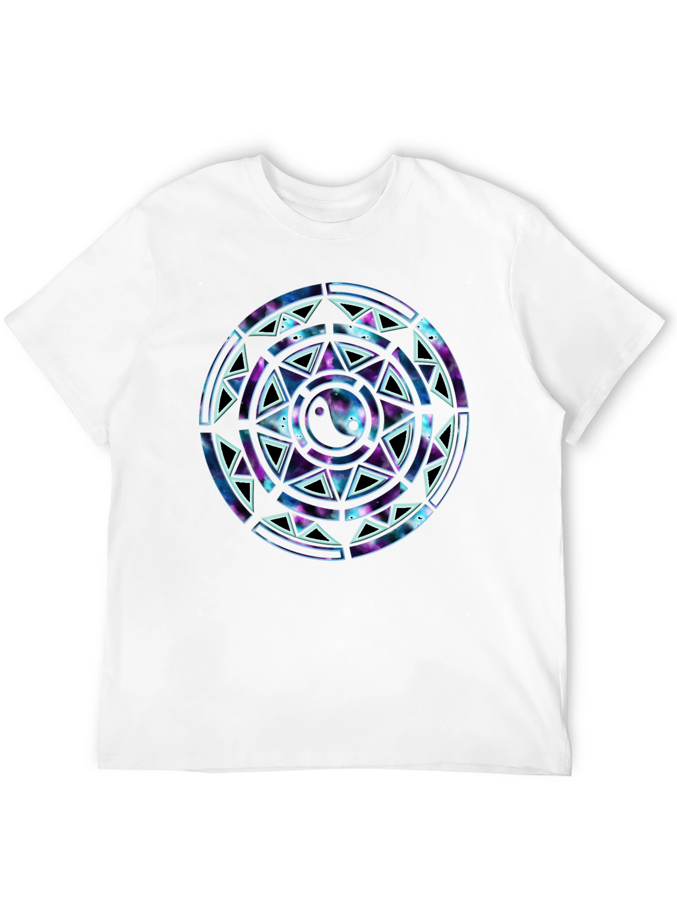 Camiseta Negra con Diseño Yin Yang Cósmico