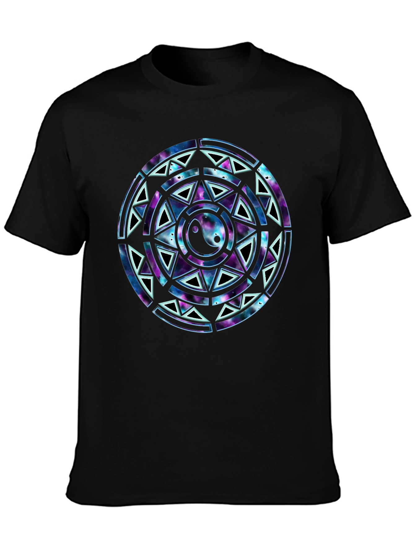 Camiseta Negra con Diseño Yin Yang Cósmico