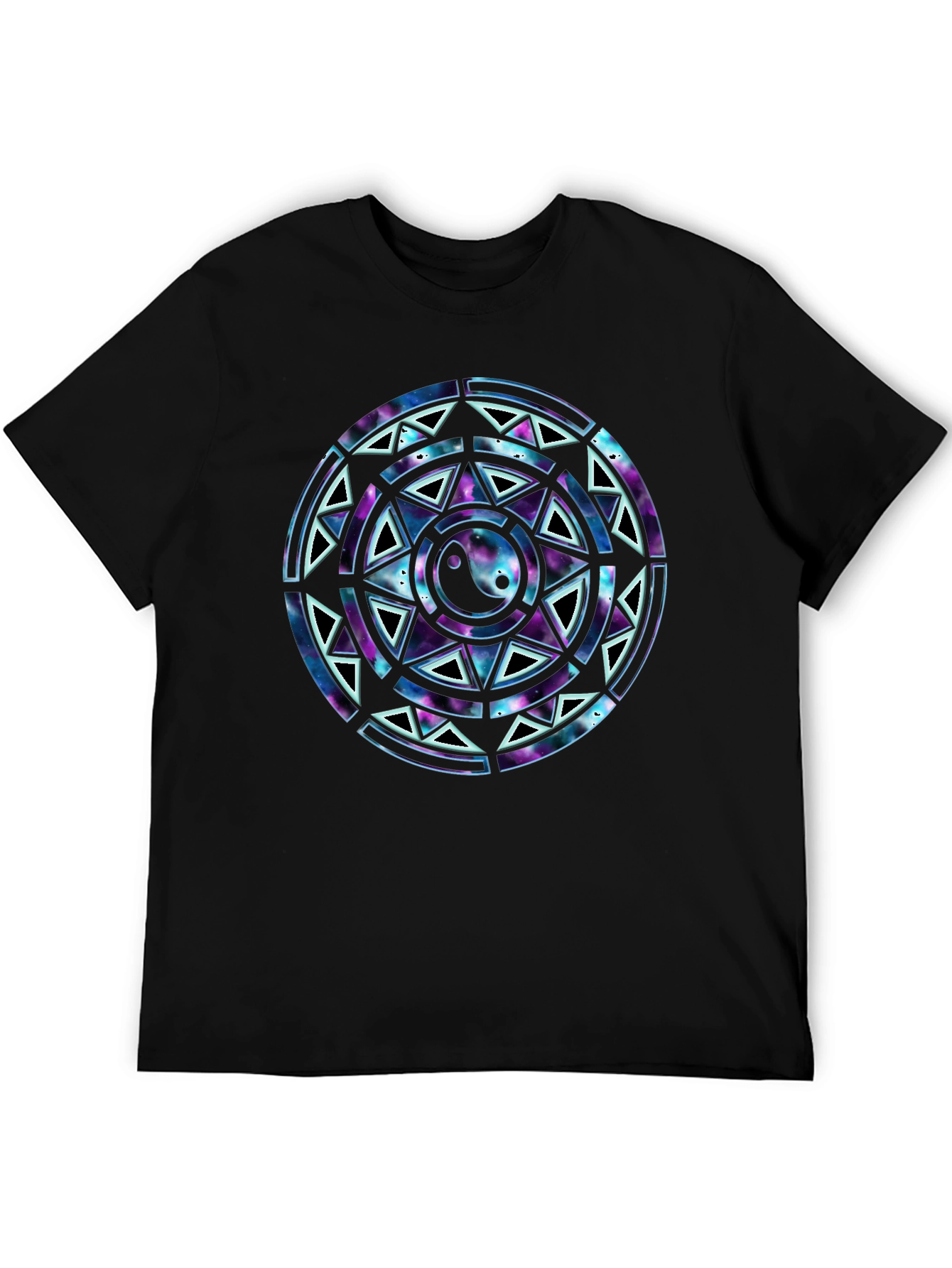 Camiseta Negra con Diseño Yin Yang Cósmico