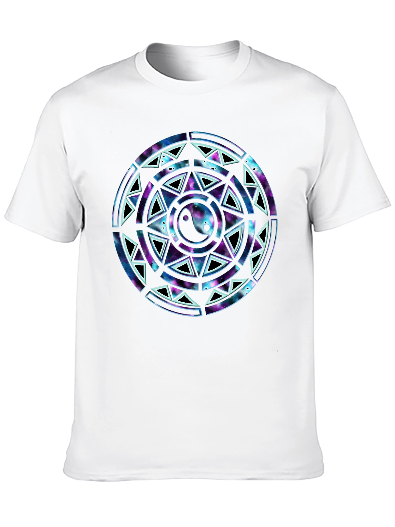 Camiseta Negra con Diseño Yin Yang Cósmico