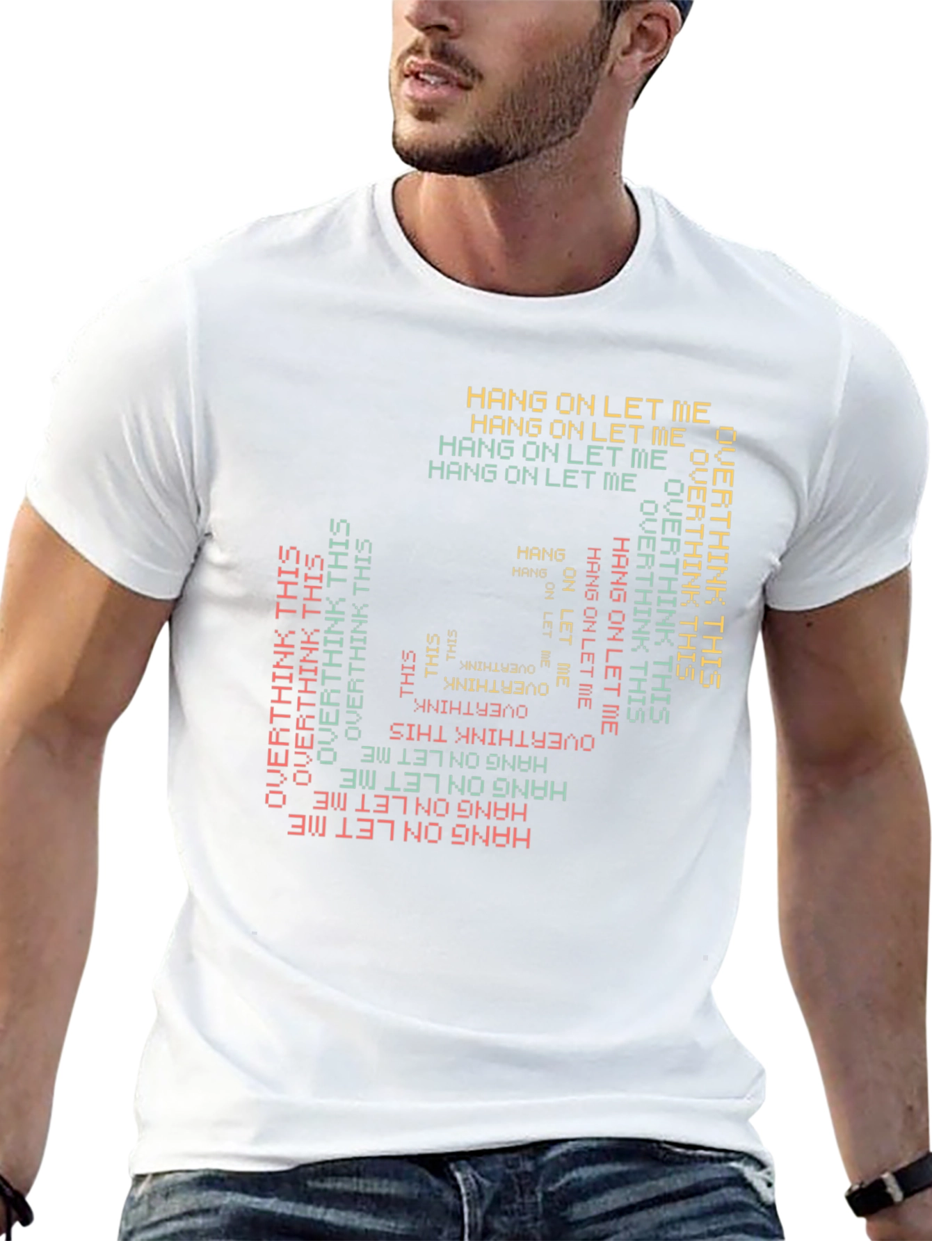Camiseta Negra Estampada: Hang On Overthink