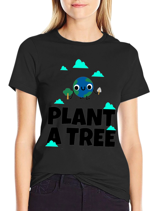 Camiseta Negra Planta un Árbol con Diseño Ecológico