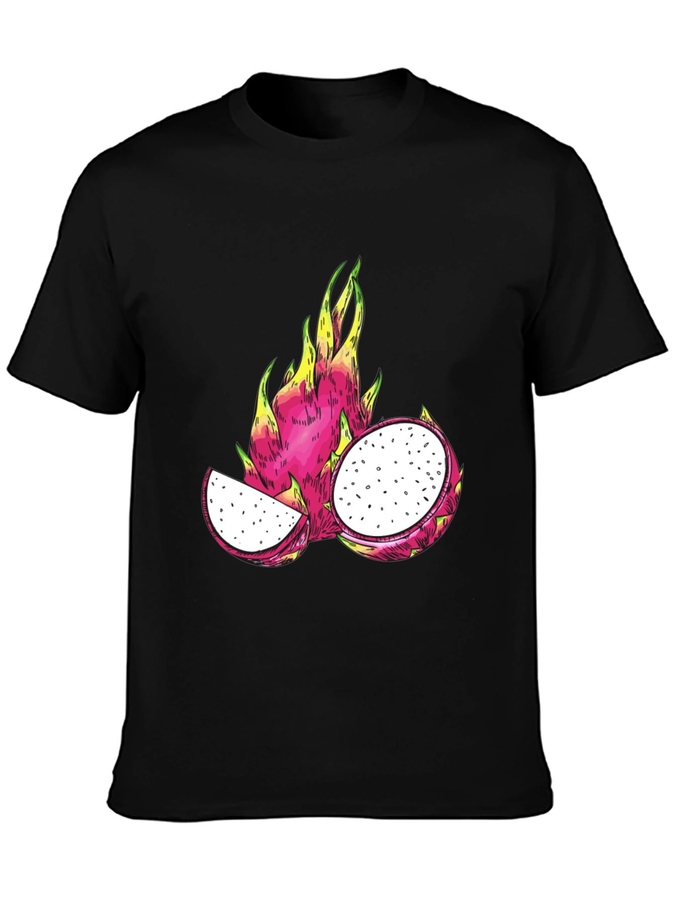 Camiseta Negra con Diseño de Pitahaya