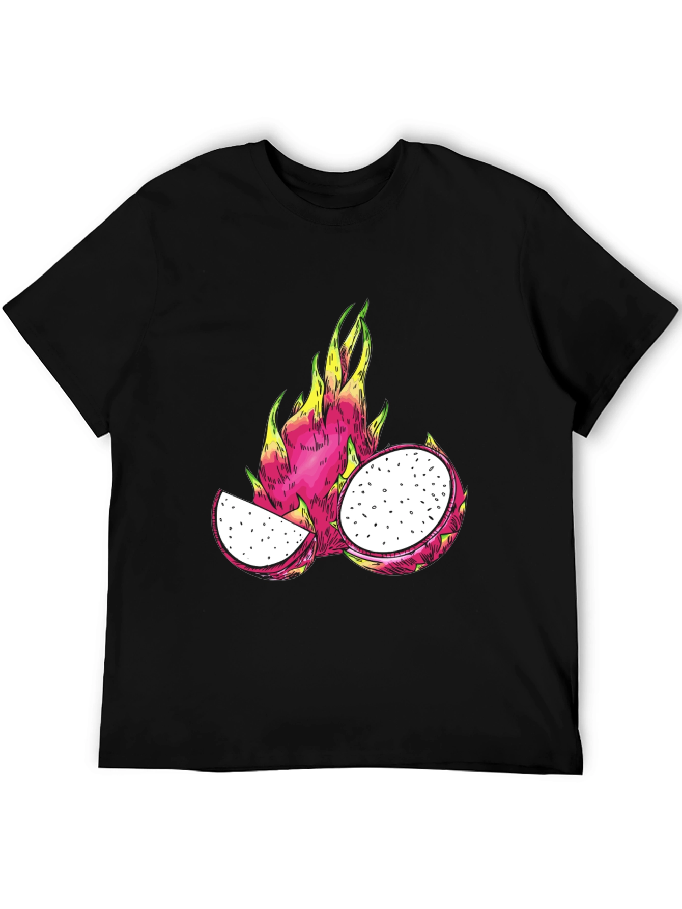 Camiseta Negra con Diseño de Pitahaya