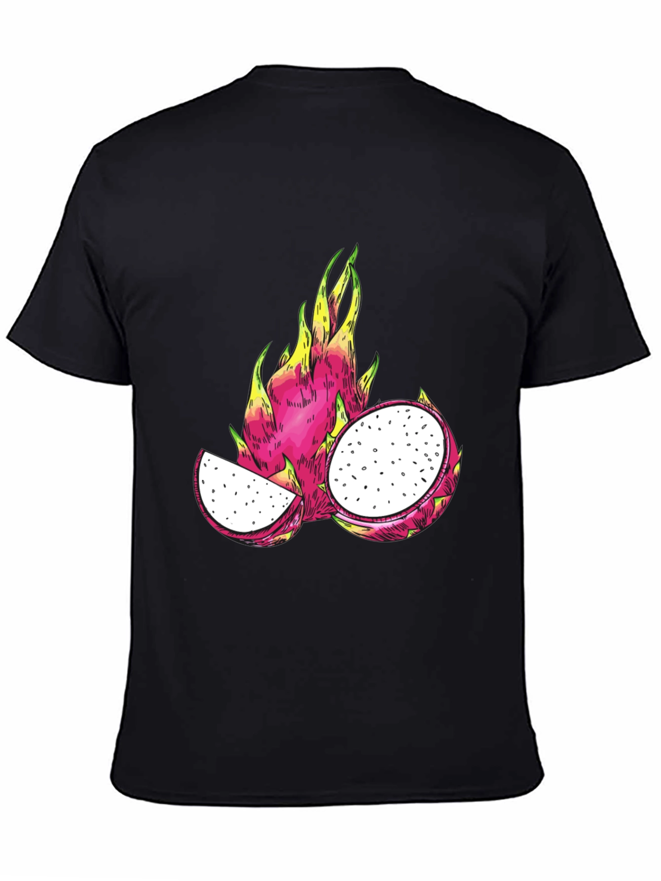 Camiseta Negra con Diseño de Pitahaya