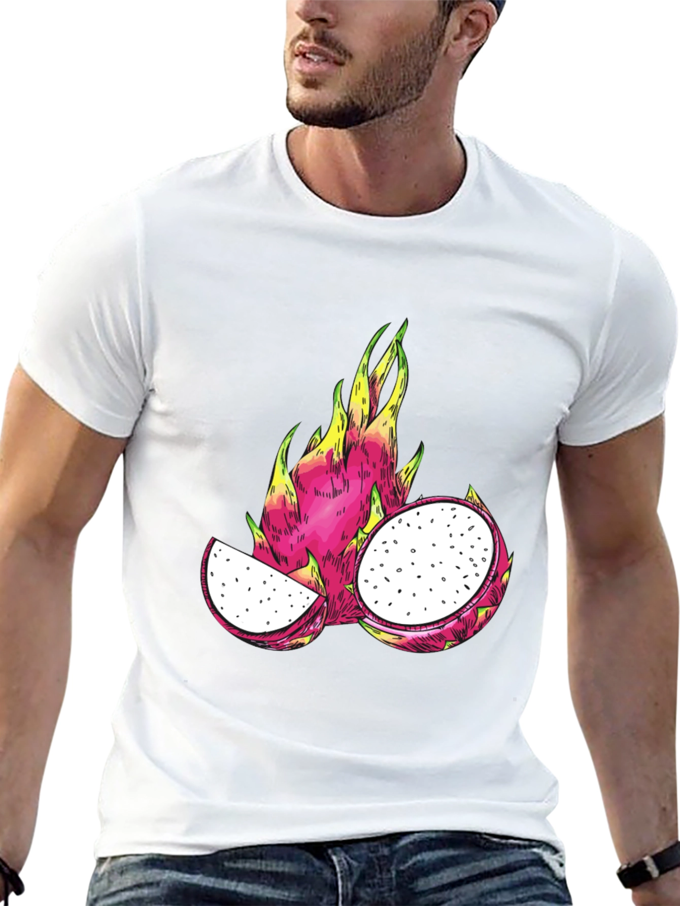Camiseta Negra con Diseño de Pitahaya