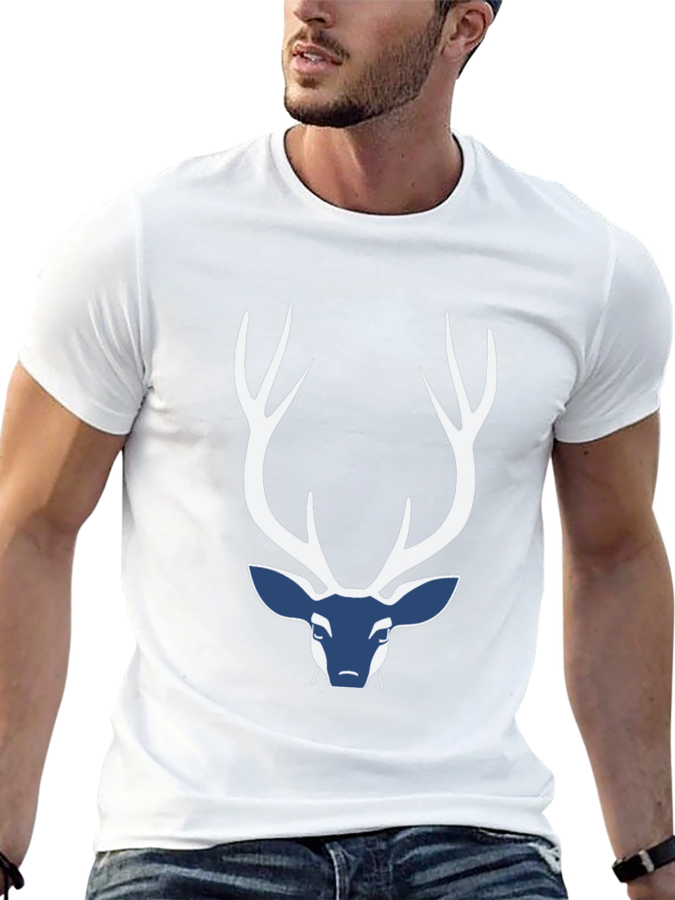 Camiseta Negra con Diseño de Ciervo Abstracto