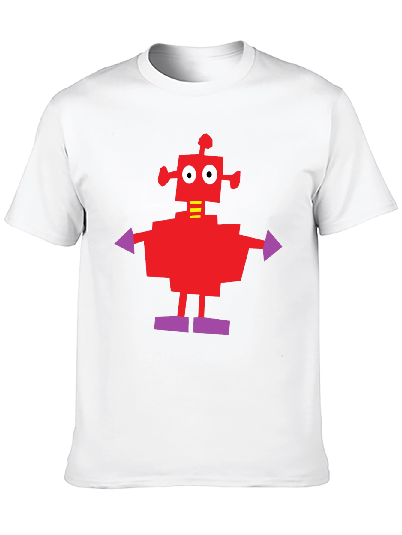 Camiseta Negra con Robot Rojo y Morado