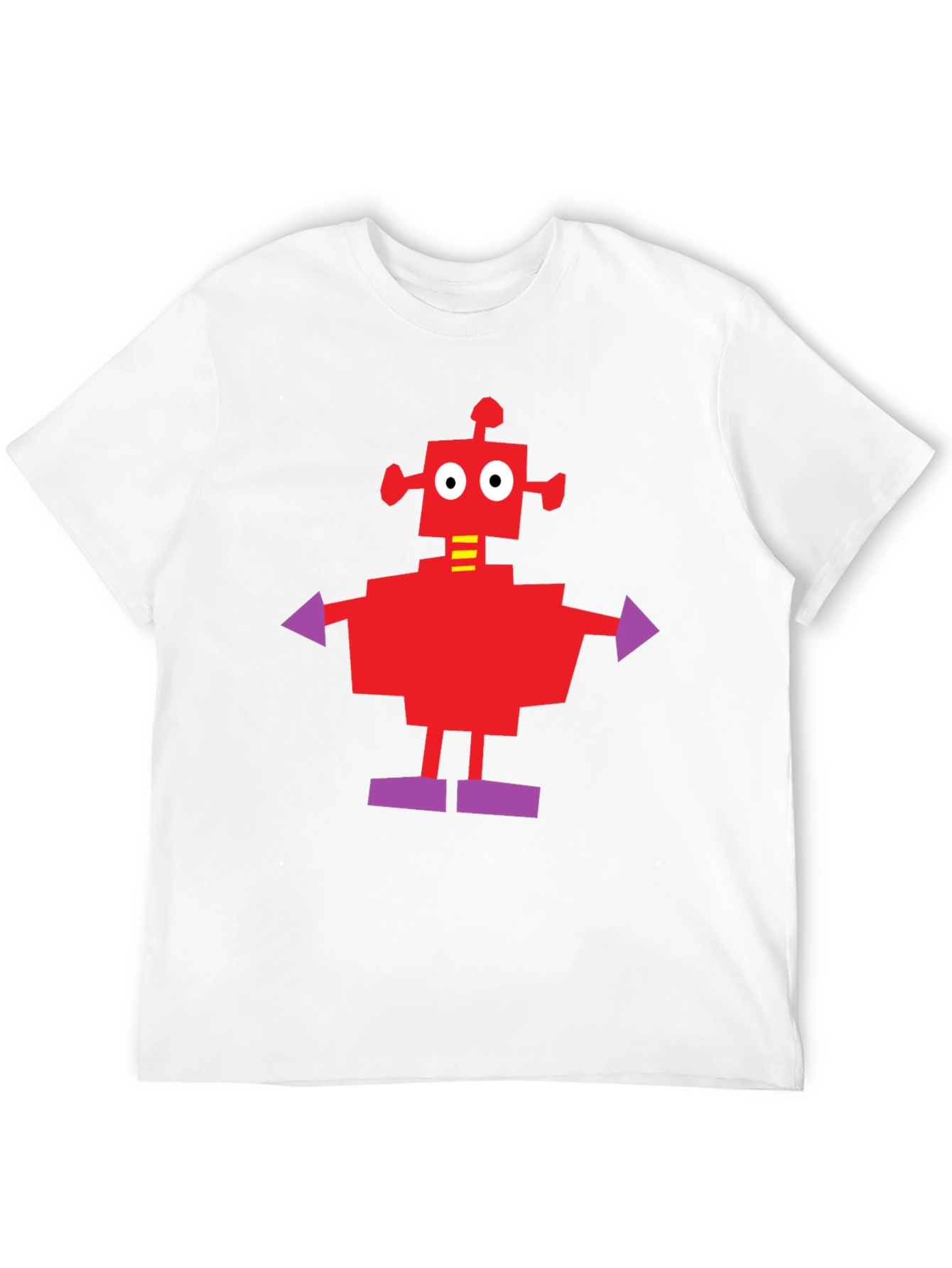 Camiseta Negra con Robot Rojo y Morado