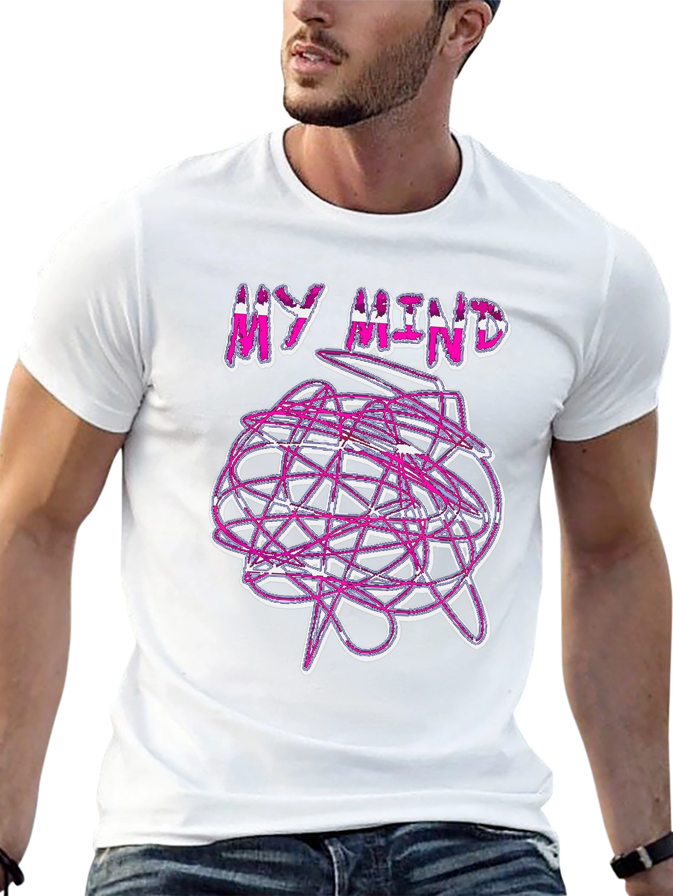 Camiseta Negra My Mind Diseño Abstracto