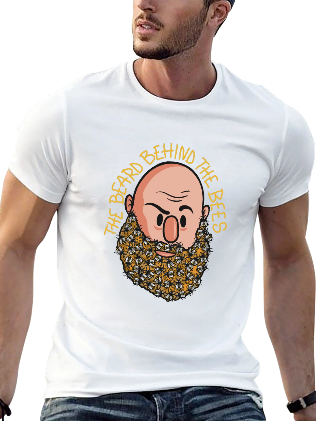 Camiseta Negra: La Barba Detrás de las Abejas