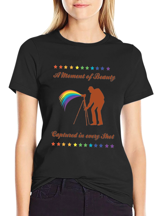 Camiseta Negra Fotografía Arcoíris - Belleza Capturada