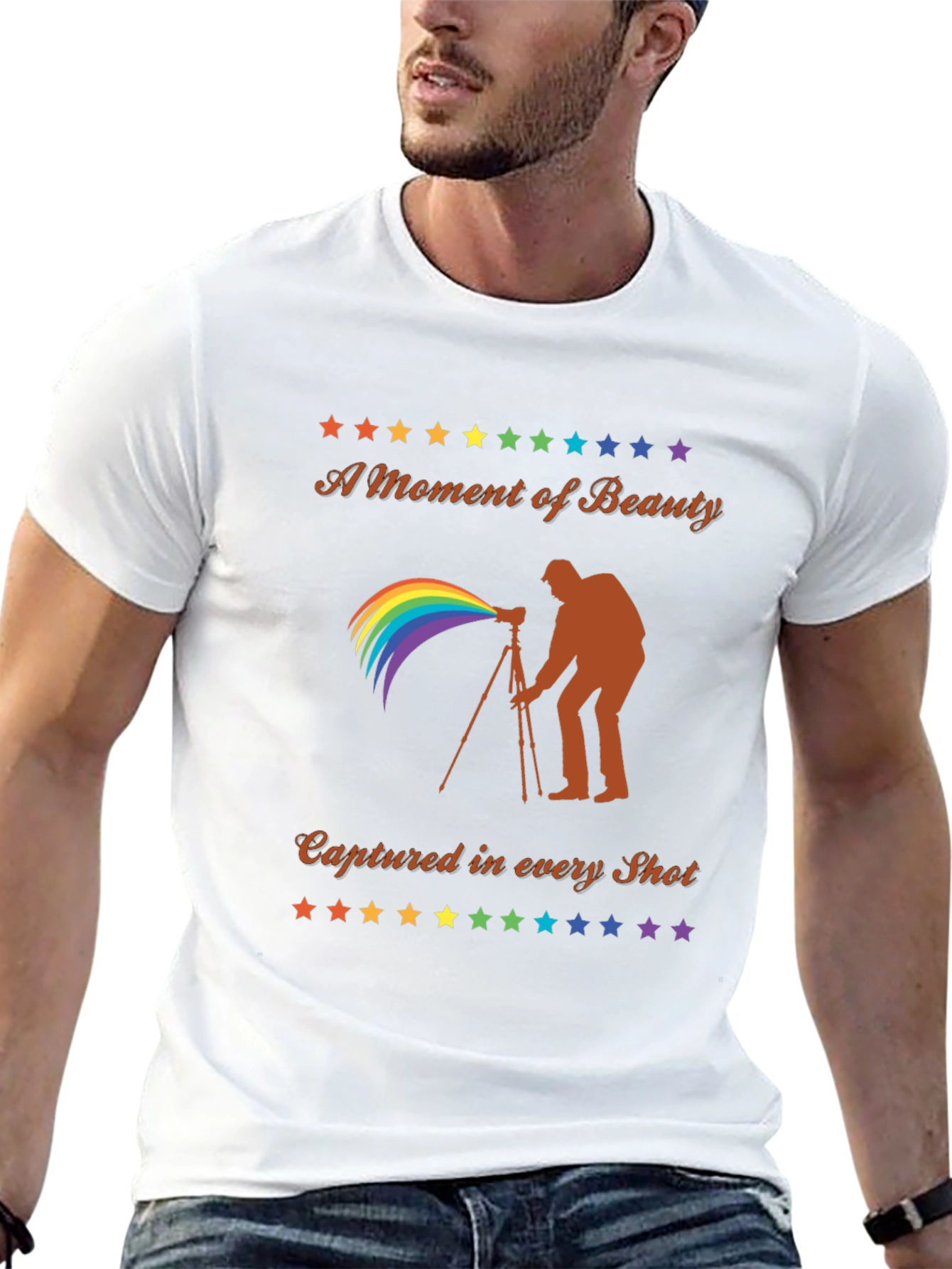 Camiseta Negra Fotografía Arcoíris - Belleza Capturada