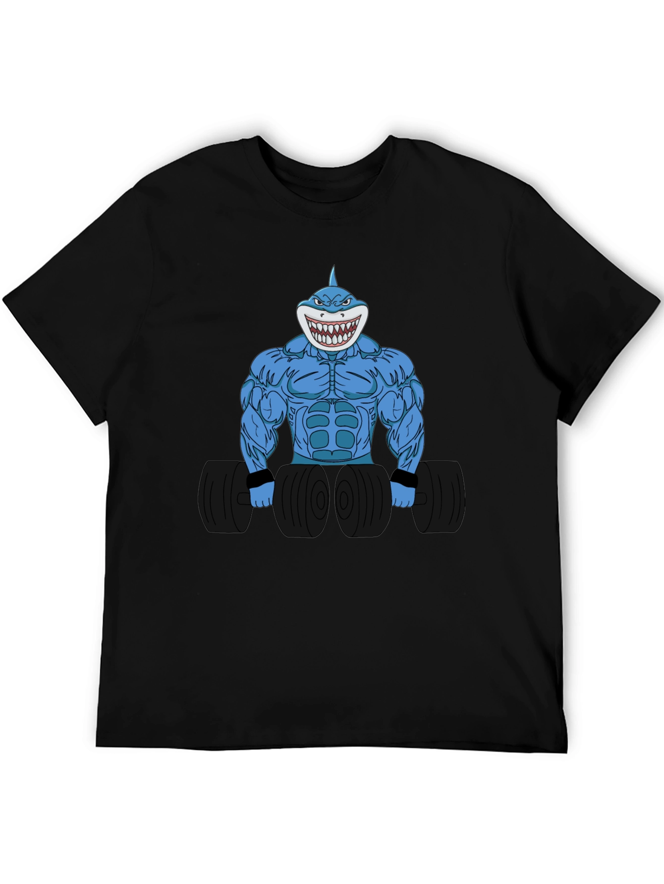Camiseta Negra con Diseño de Tiburón Musculoso