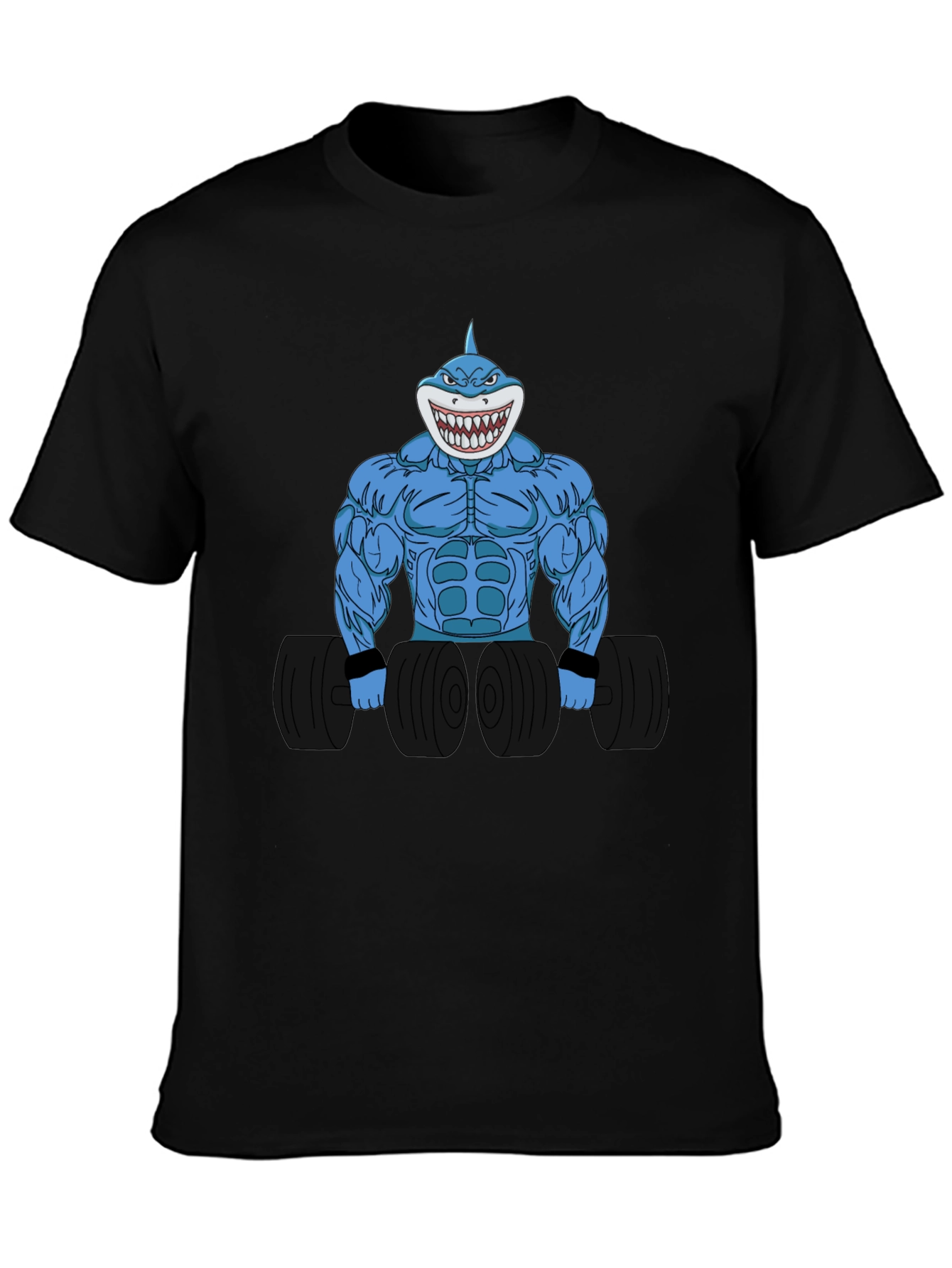 Camiseta Negra con Diseño de Tiburón Musculoso