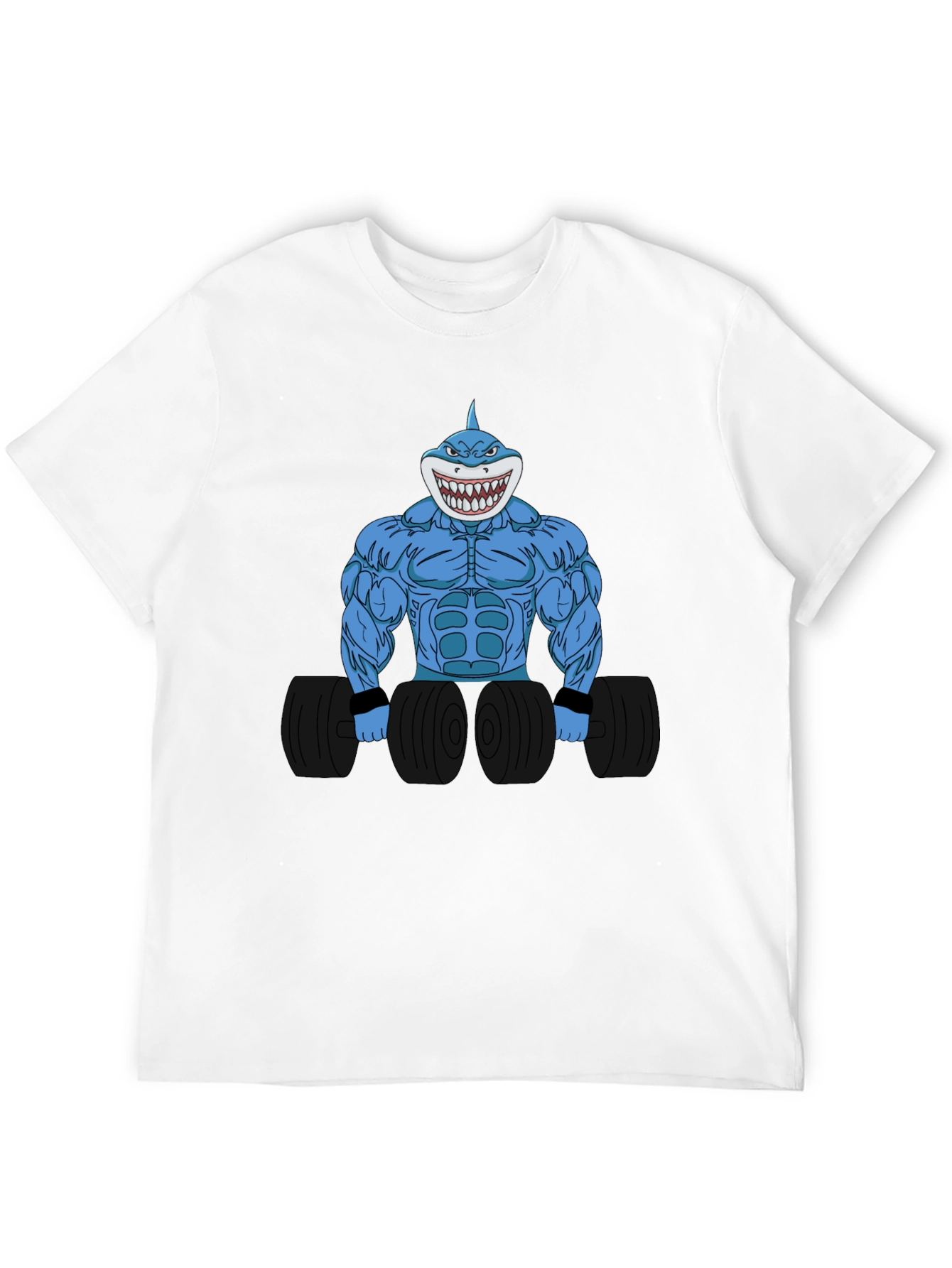 Camiseta Negra con Diseño de Tiburón Musculoso