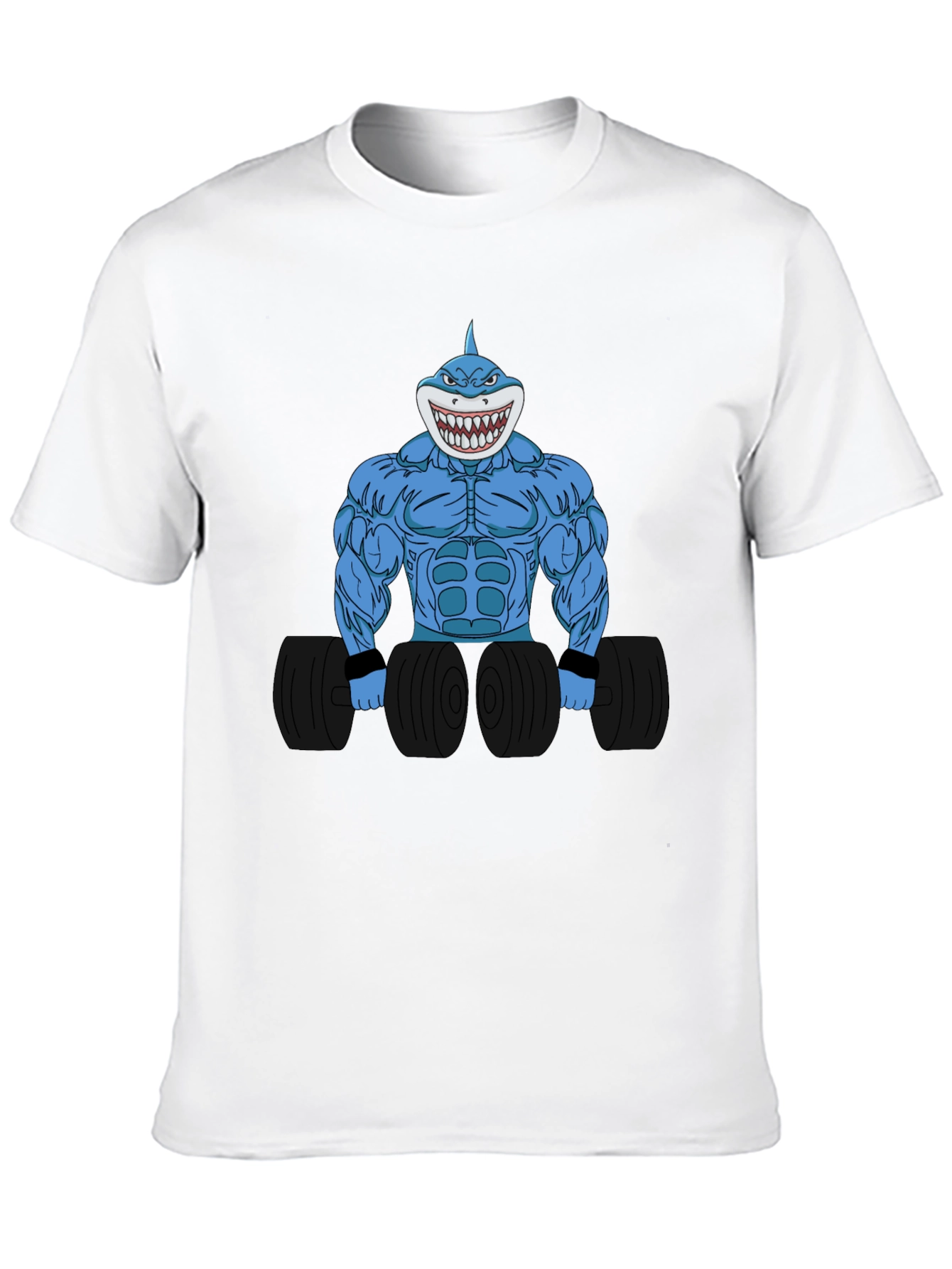 Camiseta Negra con Diseño de Tiburón Musculoso