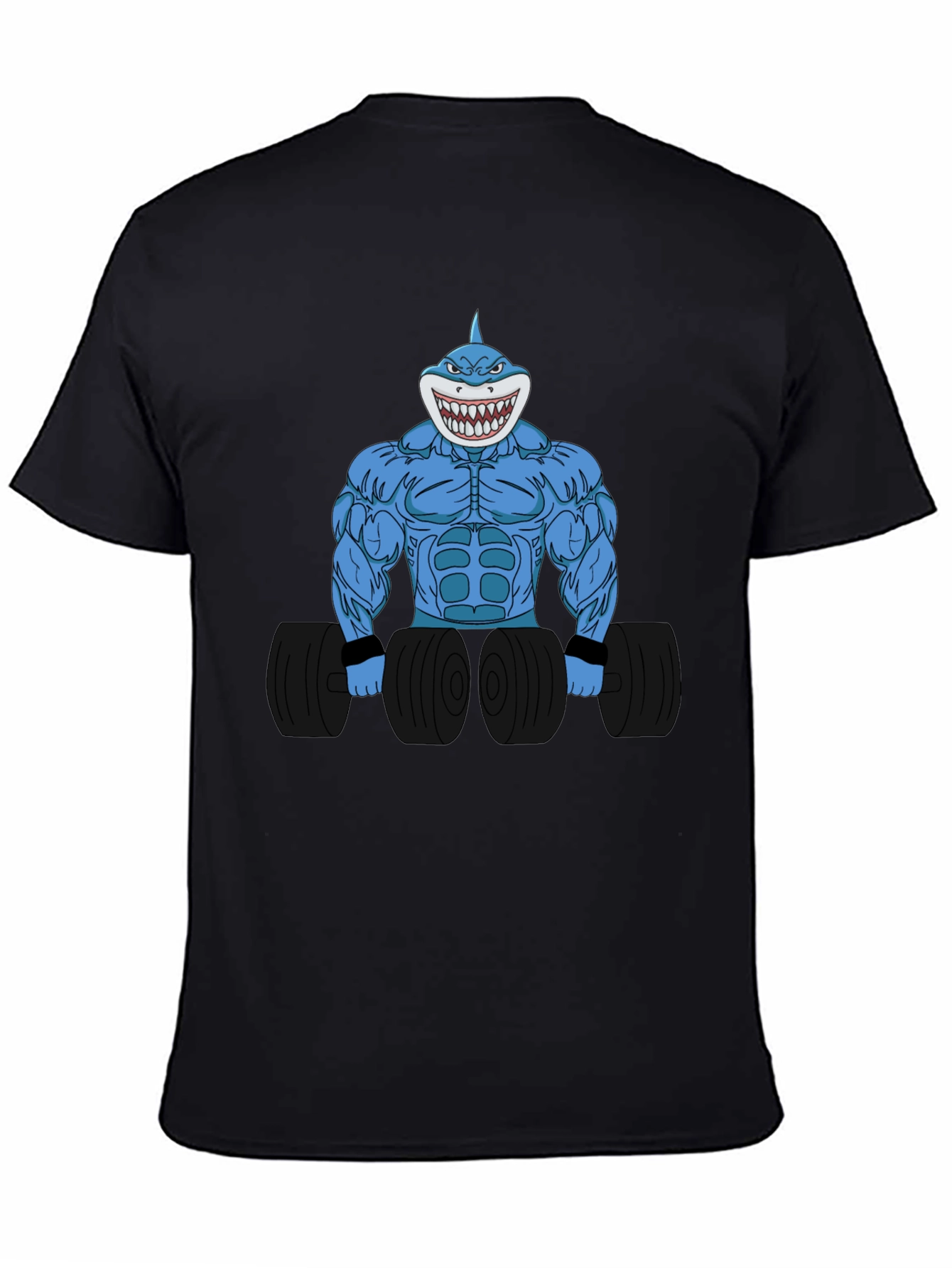 Camiseta Negra con Diseño de Tiburón Musculoso