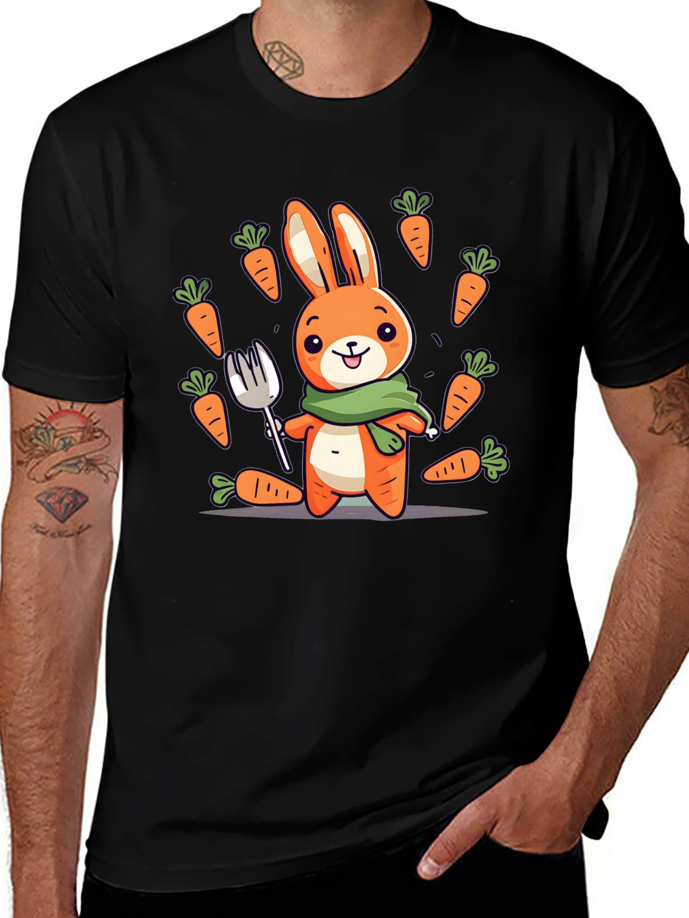 Camiseta Conejo Caricatura con Zanahorias
