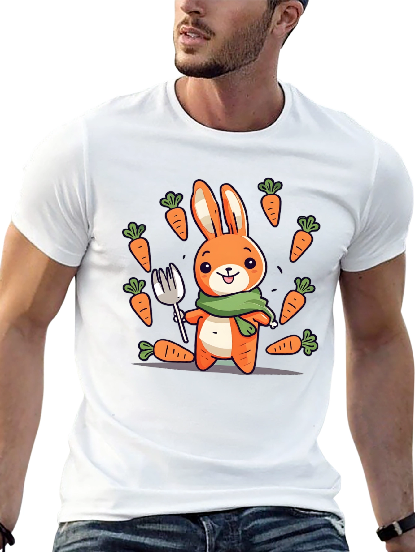 Camiseta Conejo Caricatura con Zanahorias
