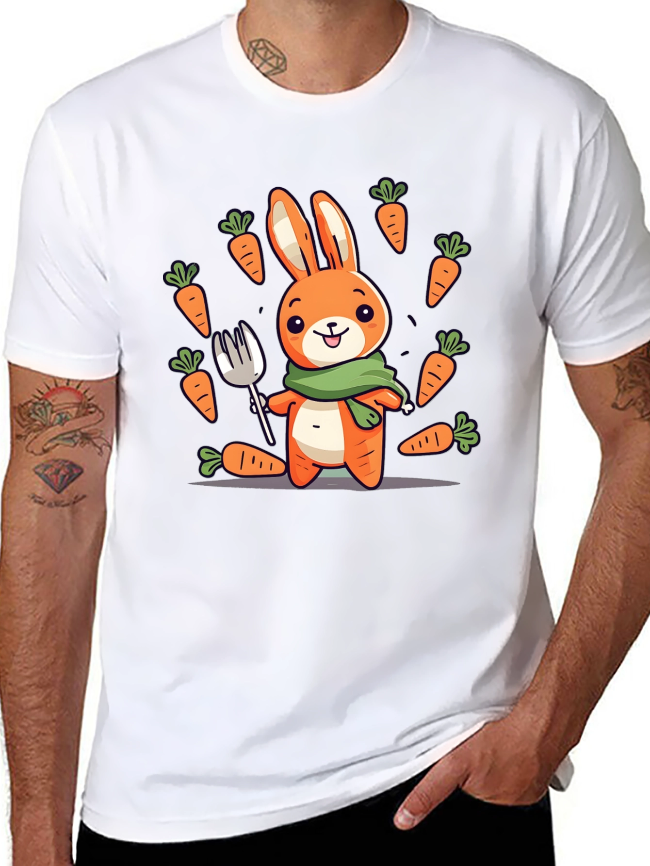 Camiseta Conejo Caricatura con Zanahorias