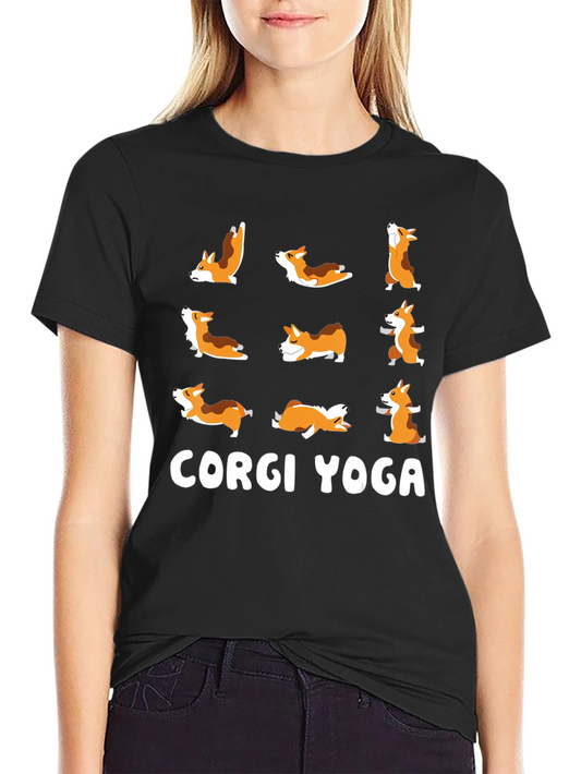 Camiseta Negra Yoga Corgi