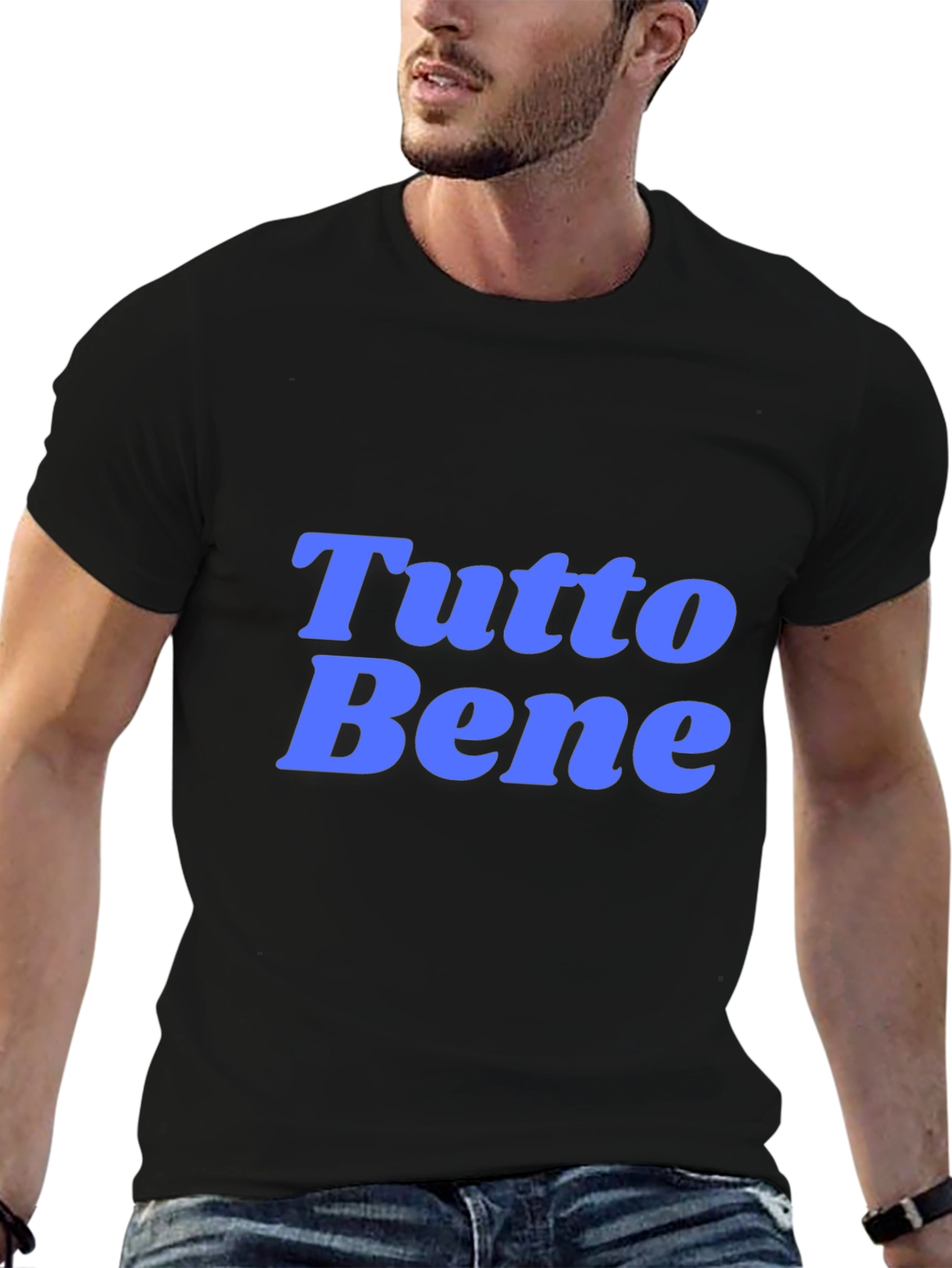 Camiseta Negra con Texto Tutto Bene