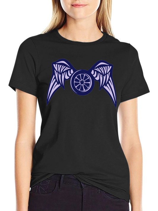 Camiseta Negra con Diseño de Rueda Alada