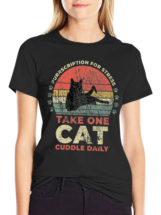 Camiseta Receta para el Estrés: ¡Un Gato al Día!