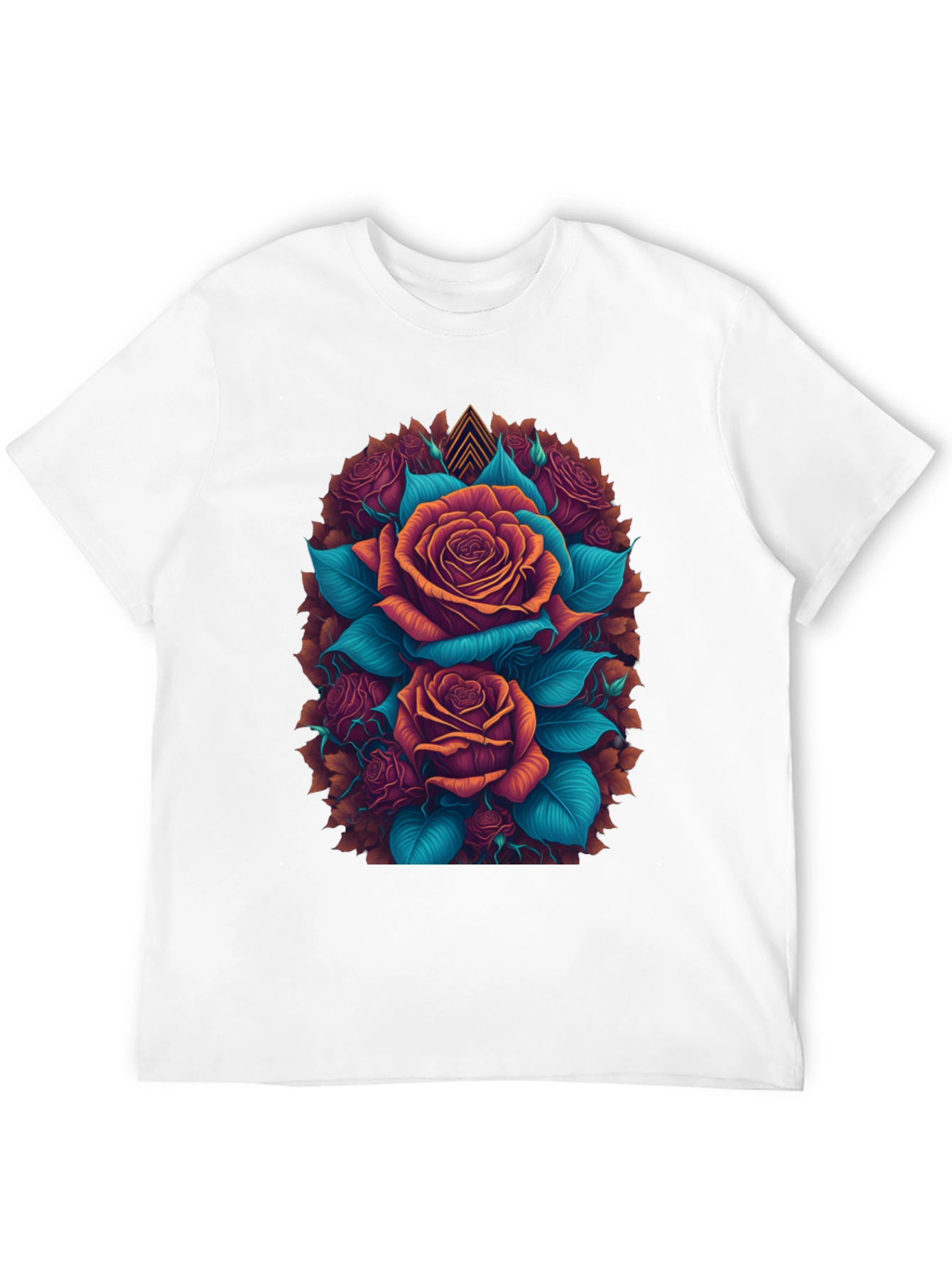 Camiseta Negra con Diseño Floral de Rosas