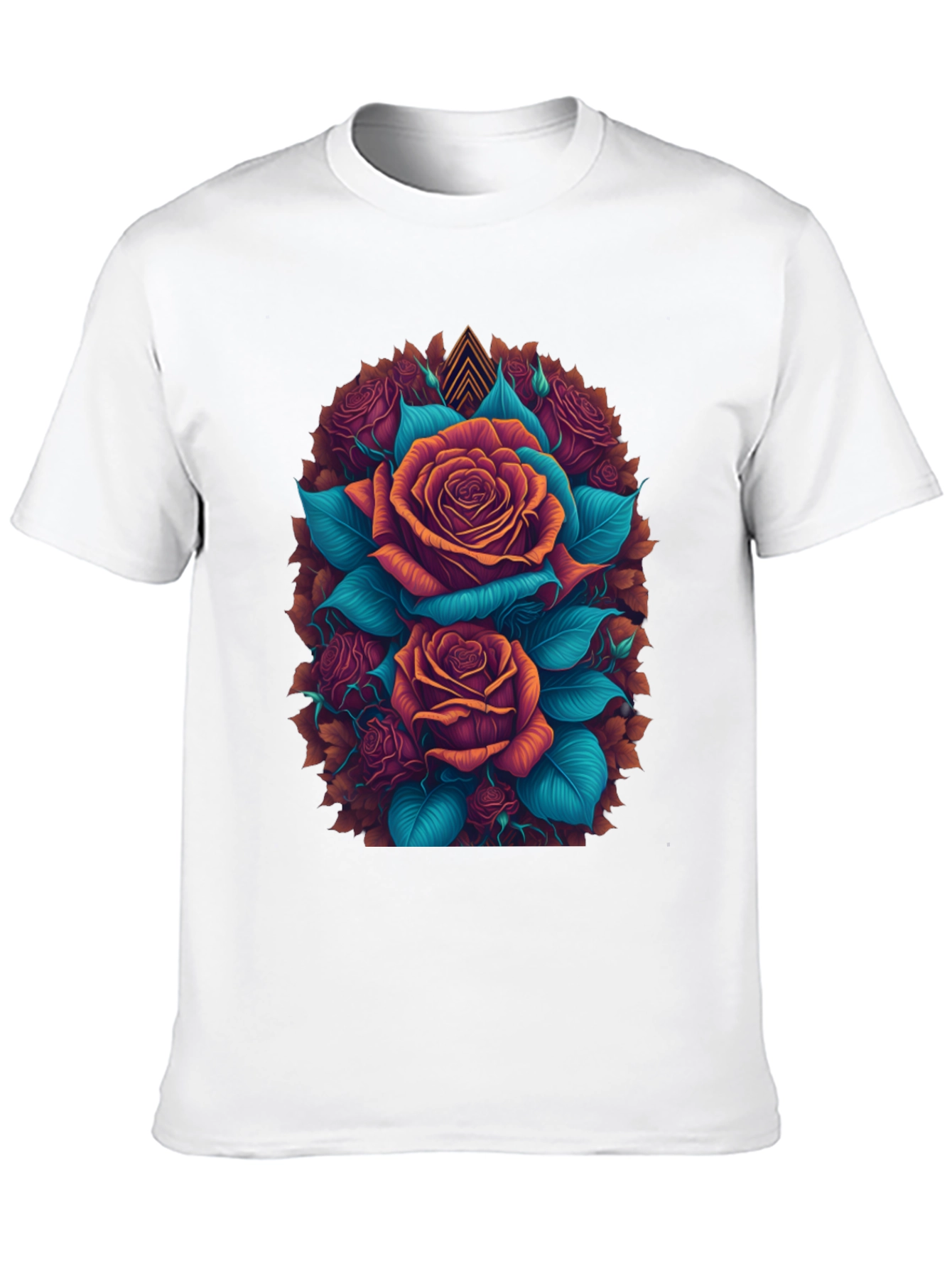 Camiseta Negra con Diseño Floral de Rosas