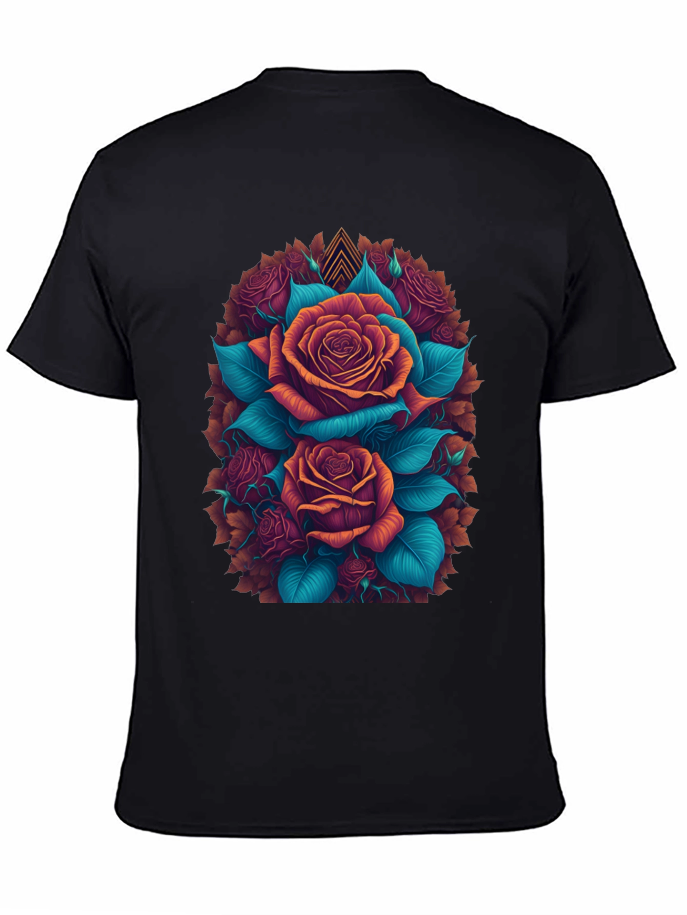 Camiseta Negra con Diseño Floral de Rosas