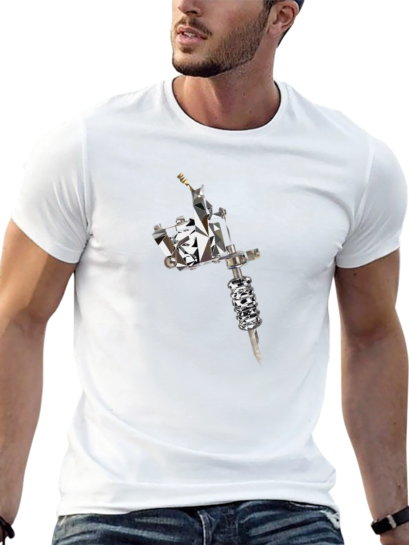 Camiseta Negra con Diseño de Máquina de Tatuaje