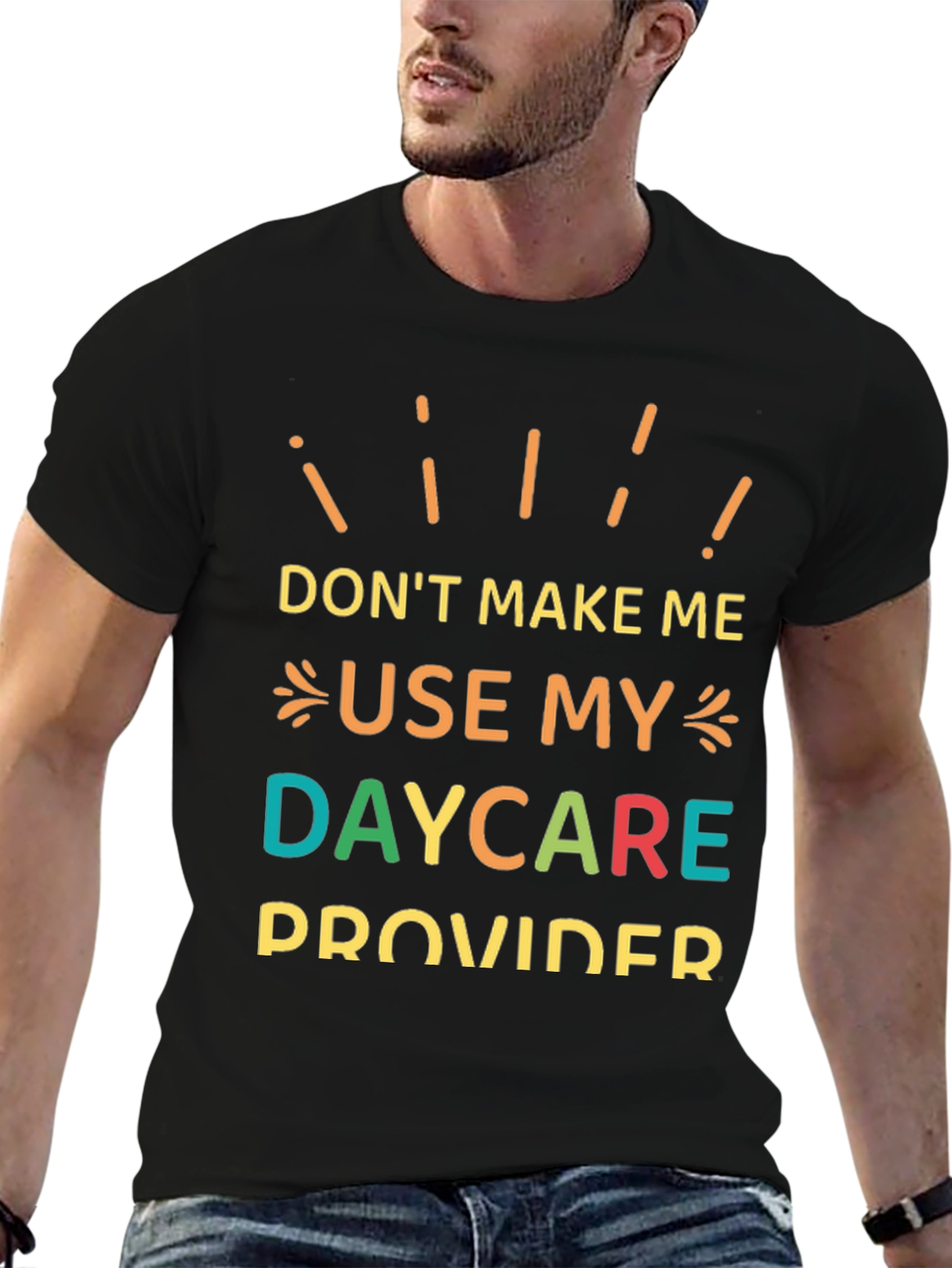 Camiseta Negra con Mensaje Divertido: ¡Daycare Provider!