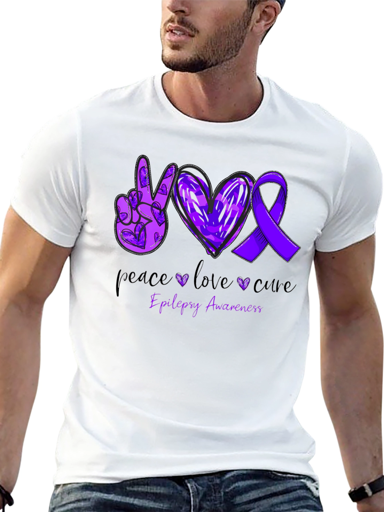 Camiseta Concientización Epilepsia: Paz Amor y Cura