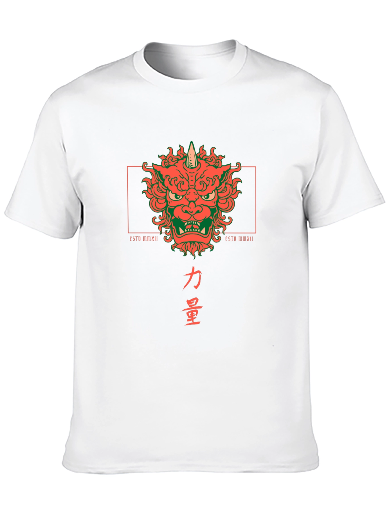 Camiseta Negra con Diseño Japonés de Oni y Kanji