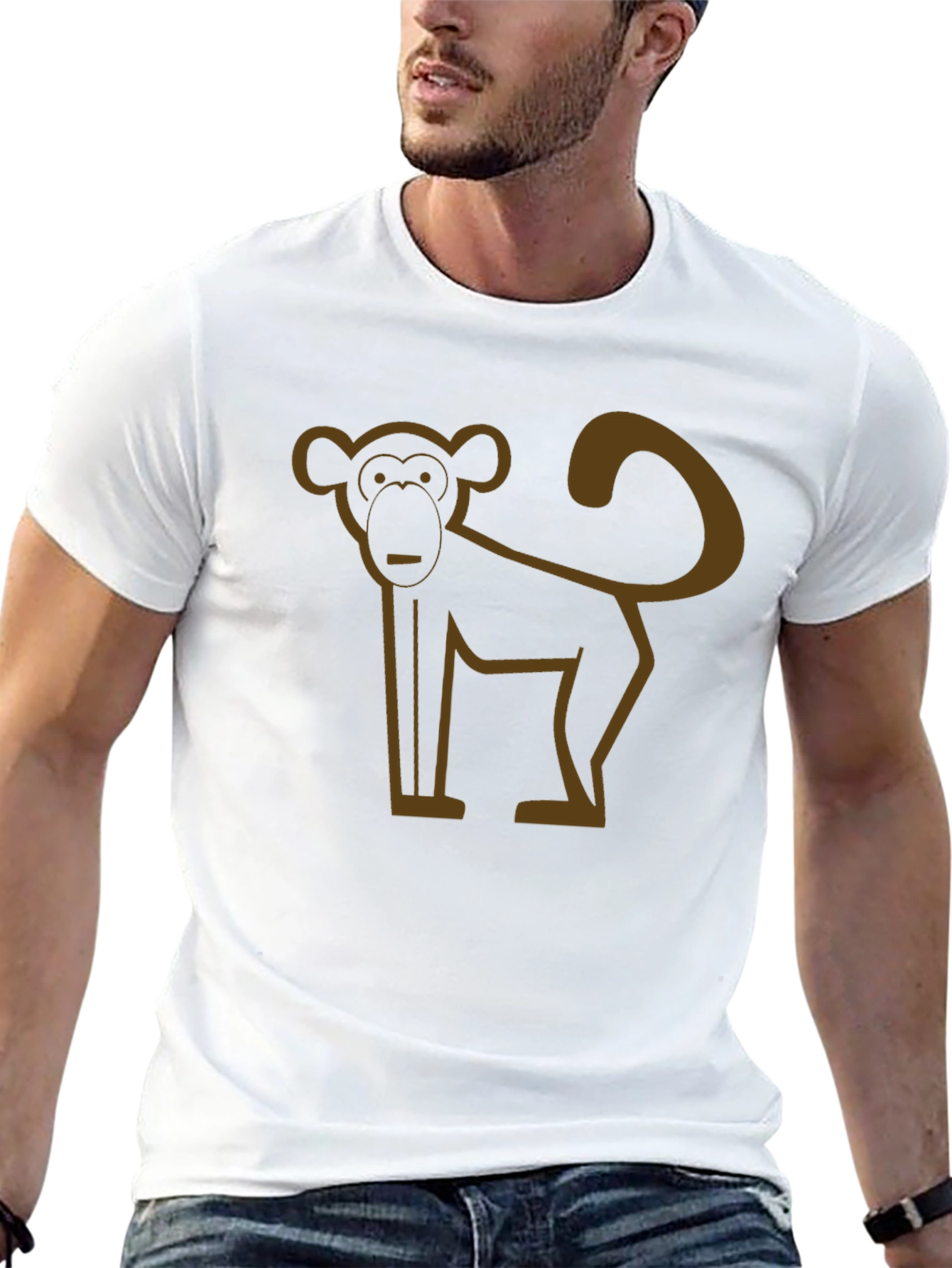 Camiseta Negra con Diseño de Mono Abstracto