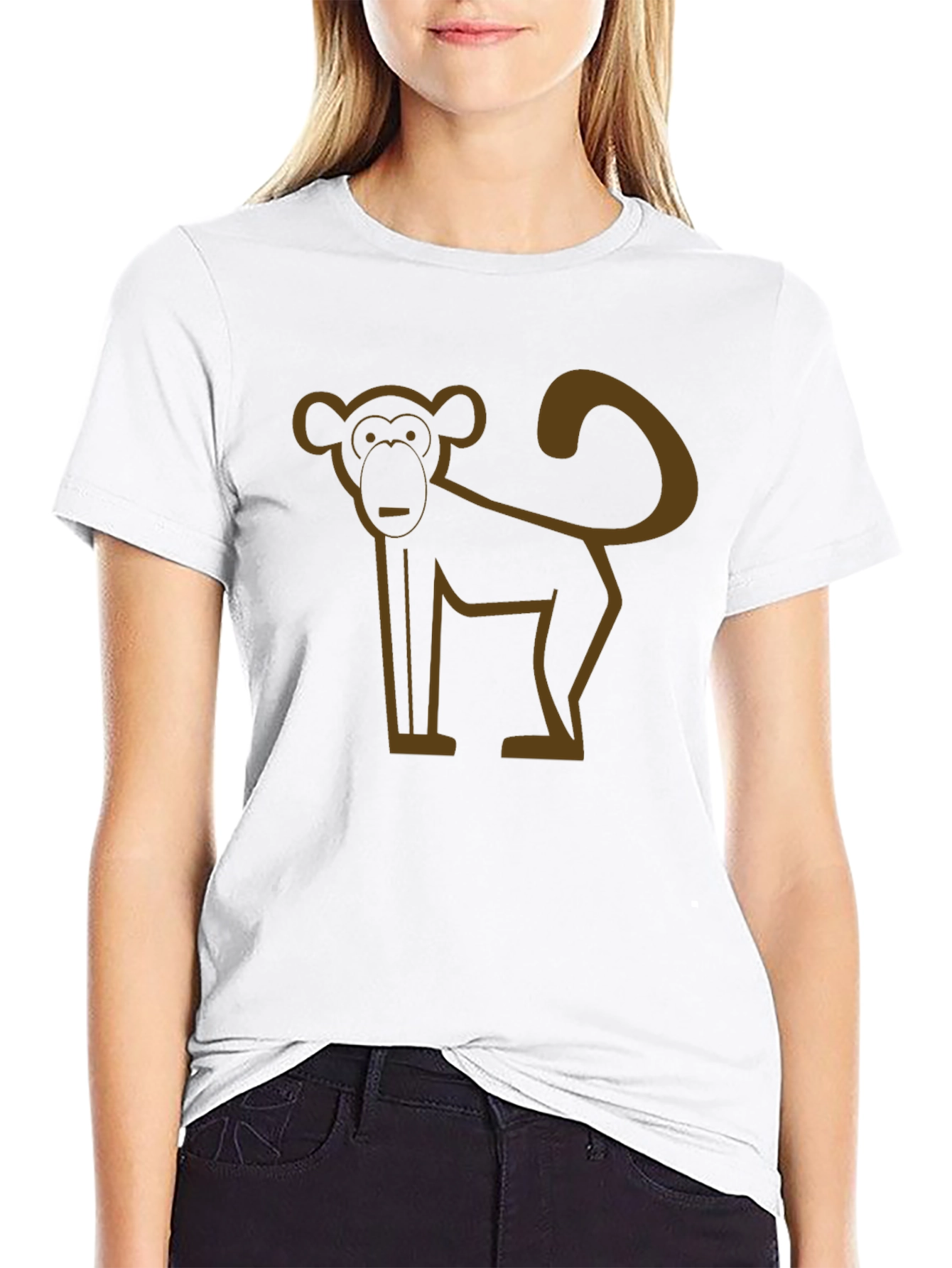 Camiseta Negra con Diseño de Mono Abstracto