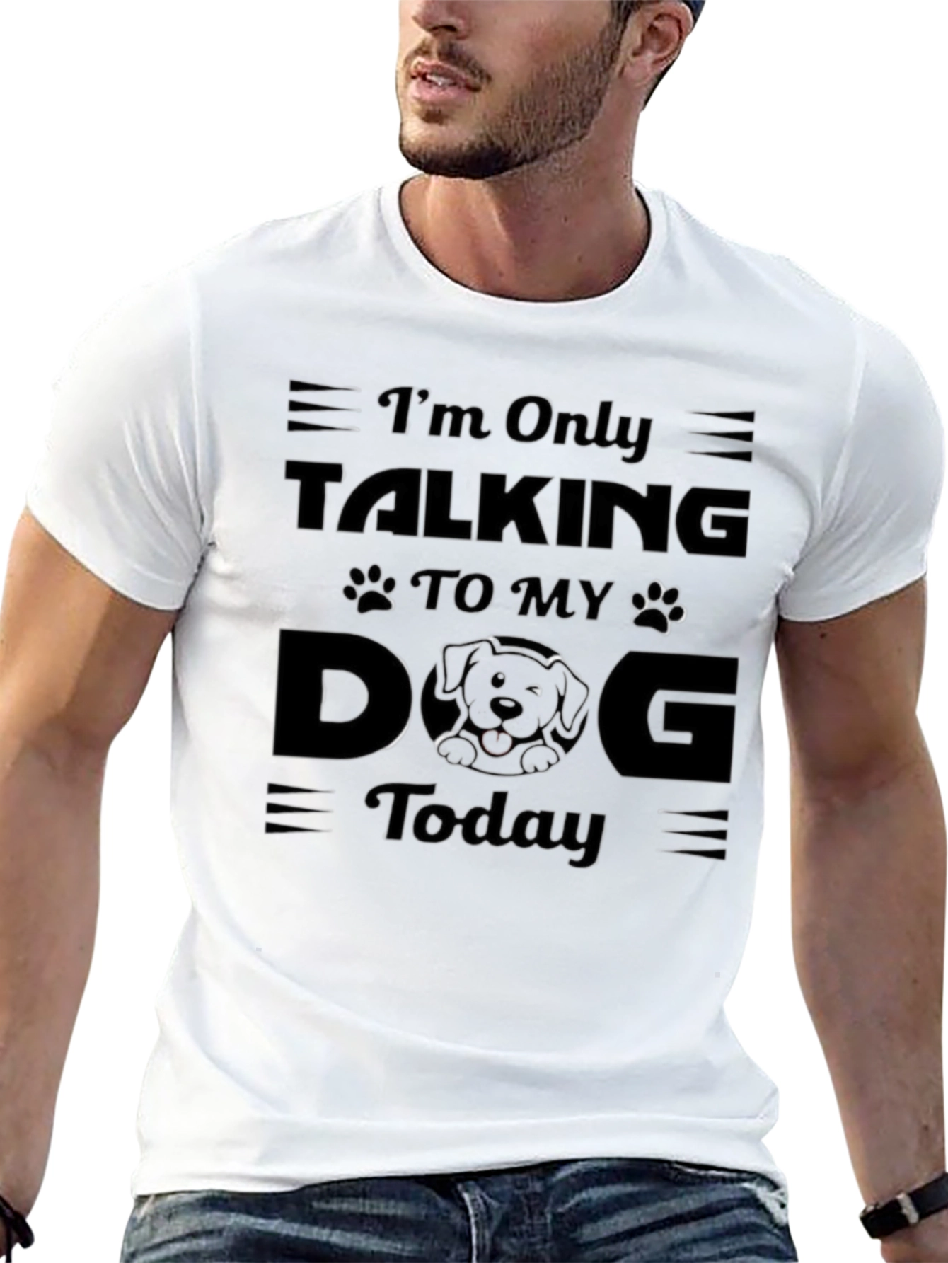 Camiseta Negra Hombre: Solo Hablo con Mi Perro Hoy