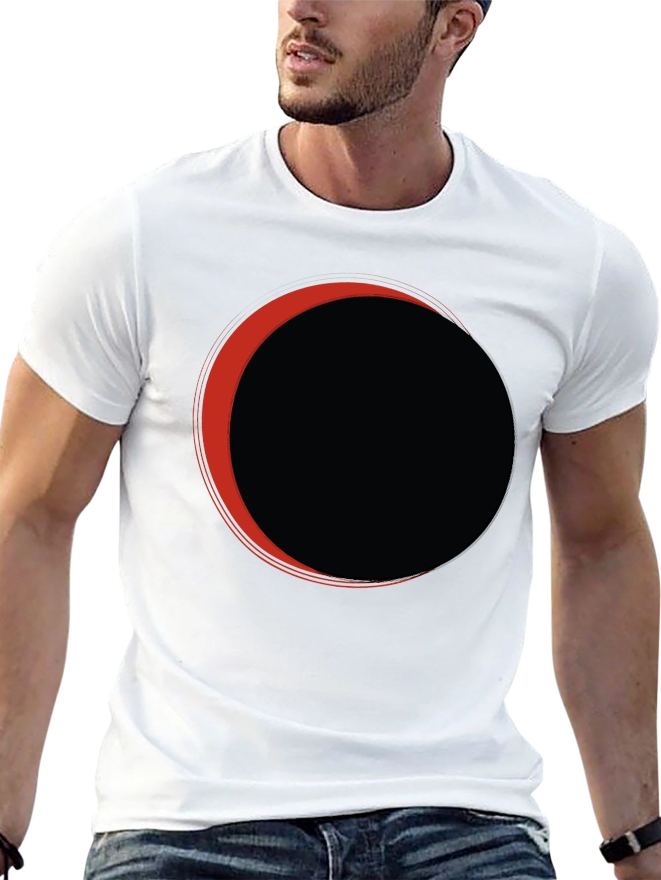 Camiseta Negra Eclipse Circular Rojo