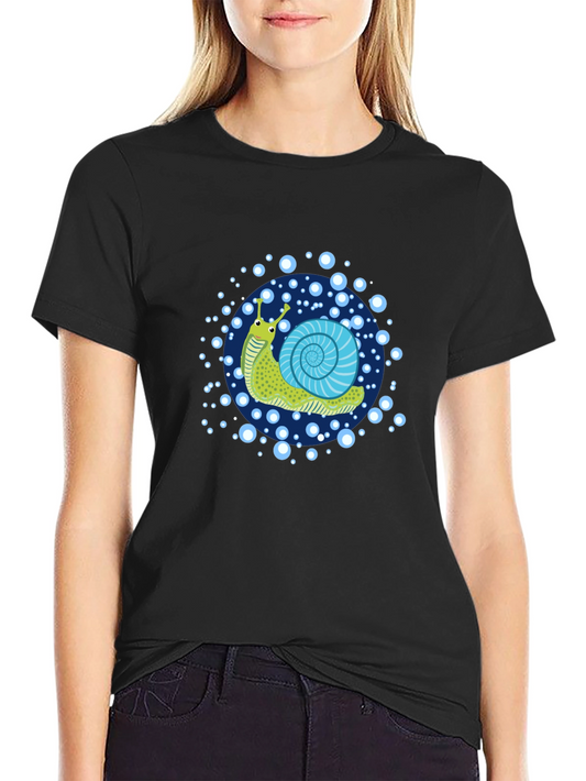 Camiseta Negra con Diseño de Caracol Animado