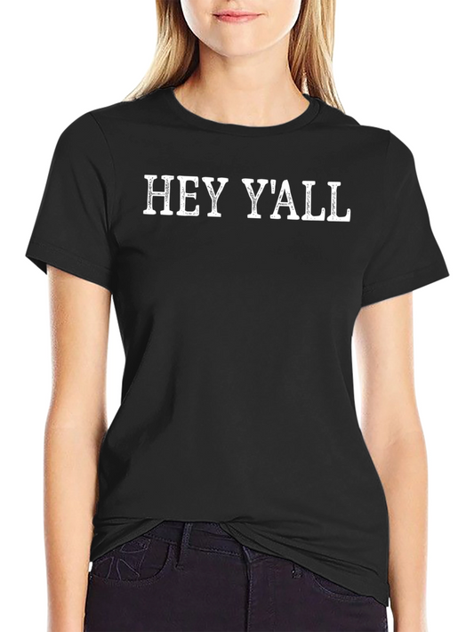 Camiseta Negra Hey Yall Casual y Cómoda