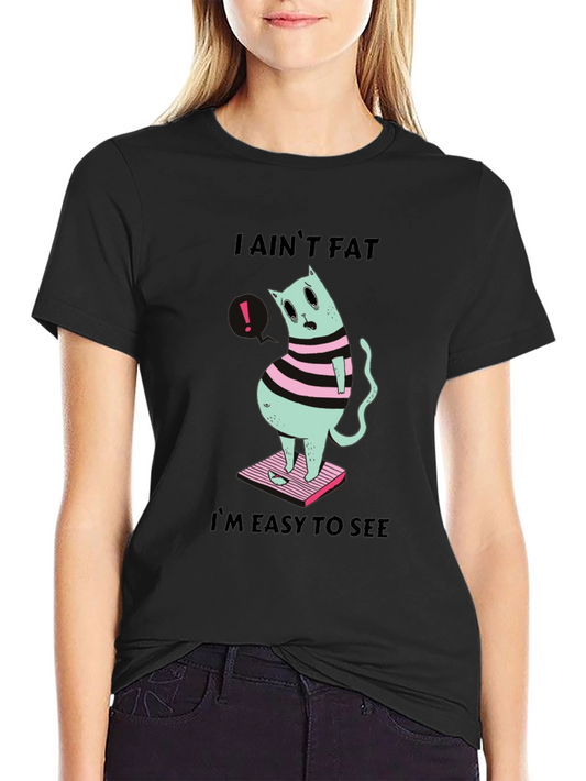 Camiseta Negra Gato Gordo - ¡Fácil de Ver!