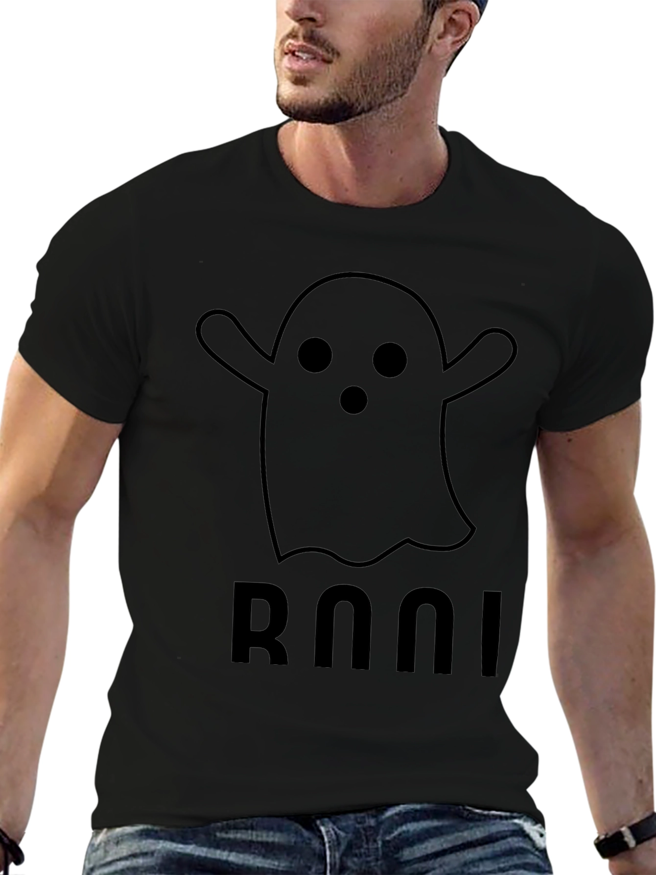 Camiseta Negra Fantasma BOO! Halloween